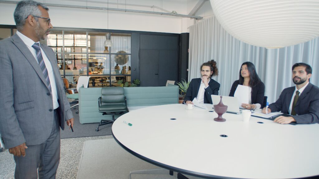 Colleagues having a meeting.
